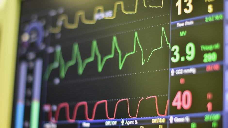 "Wear and Forget: an Ultrasoft Material for on-skin Health Devices; stock image of vitals monitor"