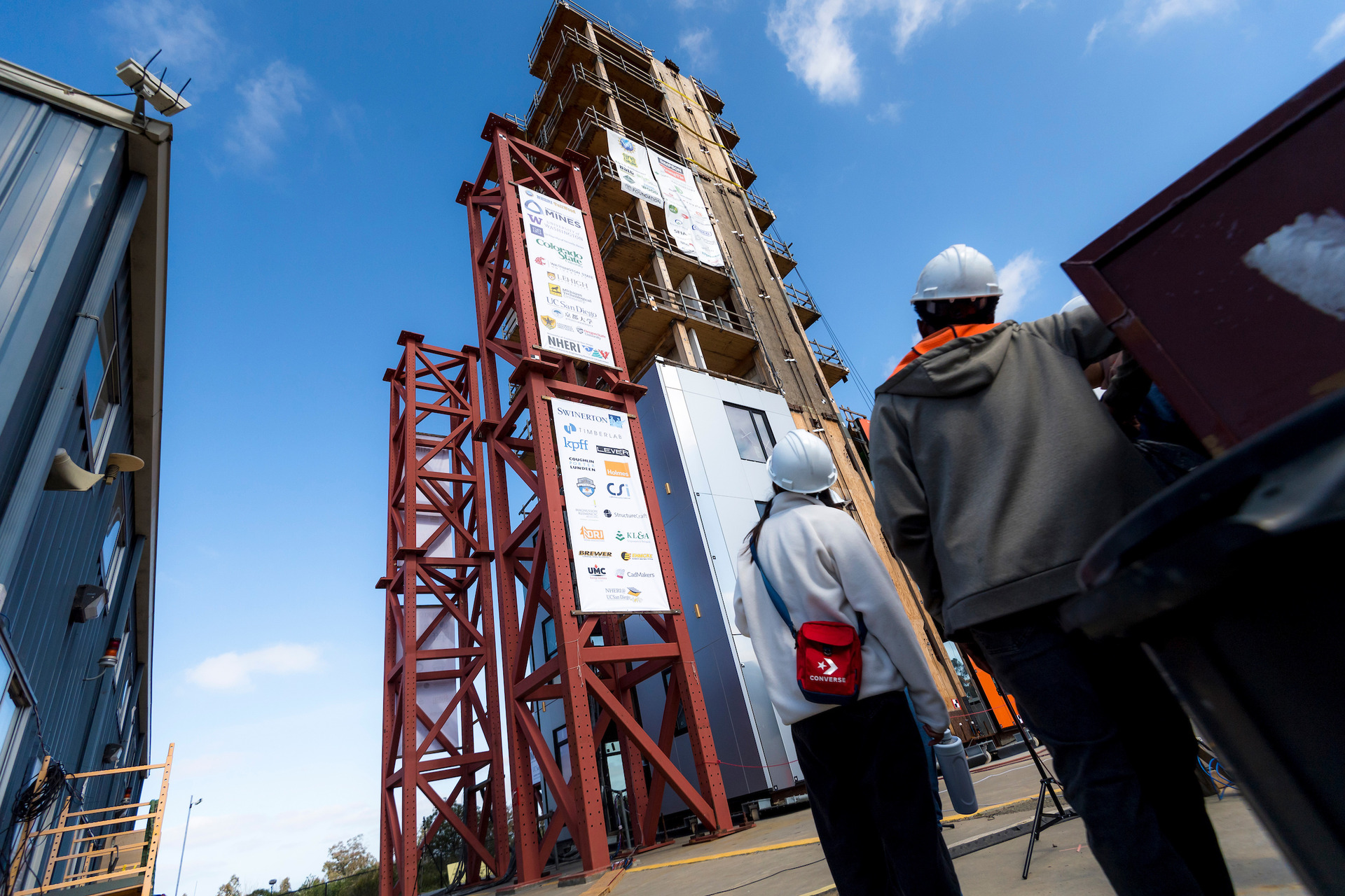 "The 10-story building is made of cross-laminated timber, which is a material that is increasingly popular in architecture and construction as an alternative to concrete and steel. One of the goals of the Tallwood project is to test how high-rises made from this mass timber construction material perform in earthquakes."