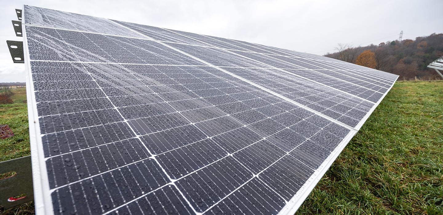 Pitt’s new solar energy partnership is among the largest in Western Pennsylvania; picture of solar panels