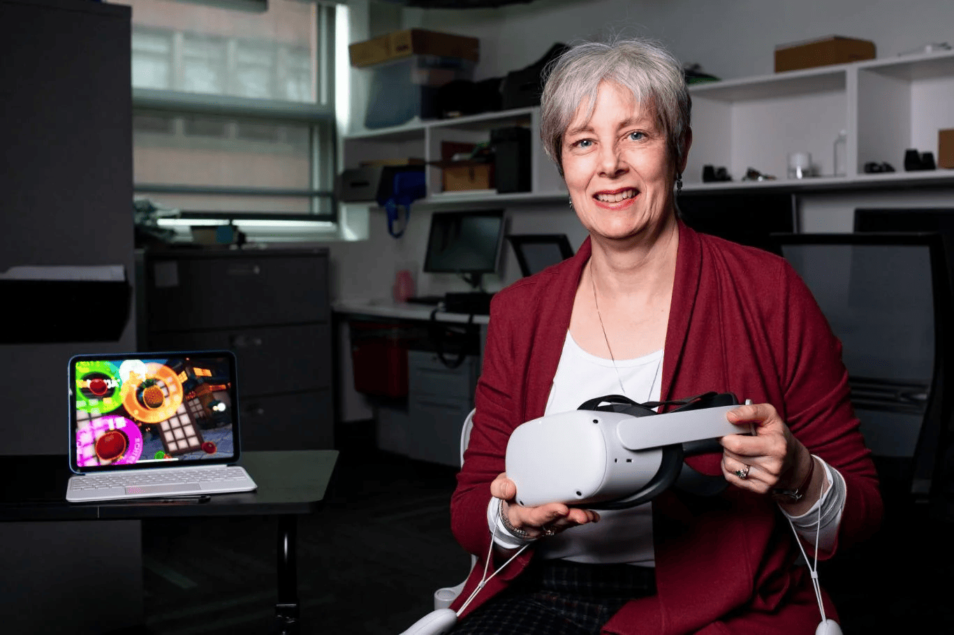 "How Virtual Reality Can Help Relieve Chronic Pain; “Often people with chronic pain see their bodies as different—they have body dysmorphia,” Nancy Baker says. “In the VR, they can let go of these perceptions of their bodies.” Photo: Alonso Nichols"