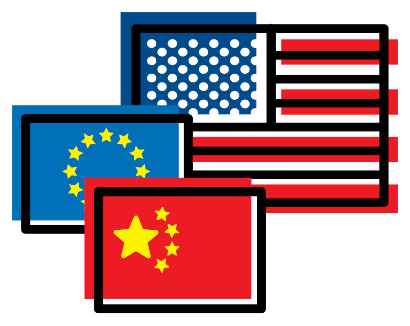 U.S., E.U., and Chinese Flags