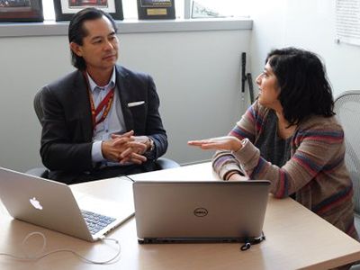 Reem Itani speaks with Meng Law.