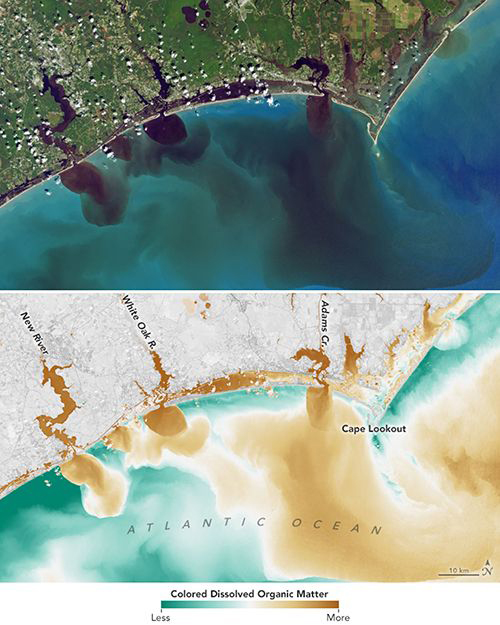 Satellite images of river outflows to the Atlantic Ocean in the wake of Hurricane Florence.