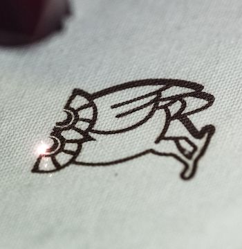 Graphene in the form of a Rice Owl burned into a piece of cloth