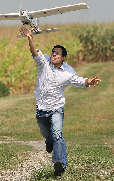 Anthony Hearst launching drone