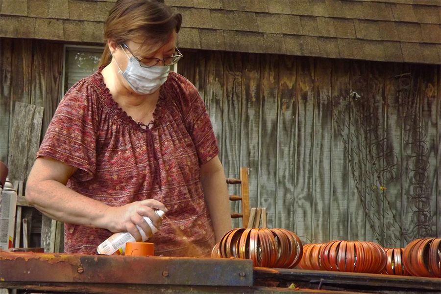 Pummill works on upcycling — a crafting hobby she developed from a lifelong passion of letting her creativity run wild. Photo courtesy of Jessica Mahin.