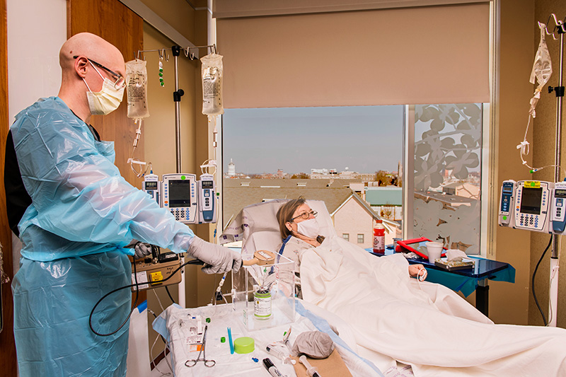 Pummill during one of her treatments with Lutathera®.