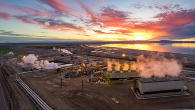 Geothermal power plants along Salton Sea