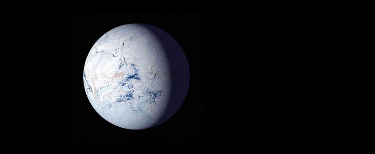 An artist’s depiction of ancient Earth in a snowball state. NASA