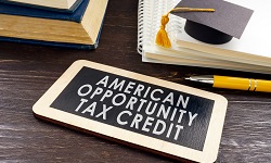 A sign that says: American Opportunity tax credit