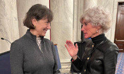 AAU President Barbara Snyder speaking with NIH Director Monica Bertagnolli