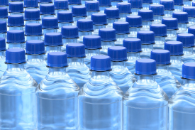 Rows of plastic water bottles