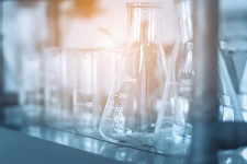 beakers in a lab