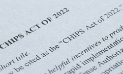 A closeup of the text of the CHIPS and Science Act