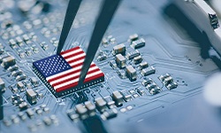 USA flag in place of a chip on a processor
