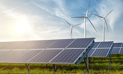 Solar panels and wind turbines