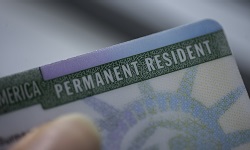 Close-up of an American permanent resident card