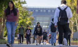 college students walking on campus