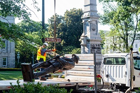 A monument being removed