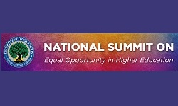 Banner that says National Summit on Equal Opportunity in Higher Education