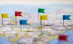 Locations marked with pins on world map