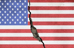 American flag on cracked background