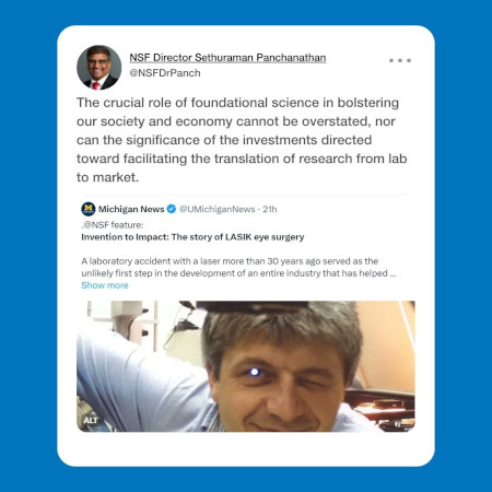 tweet from NSF Director