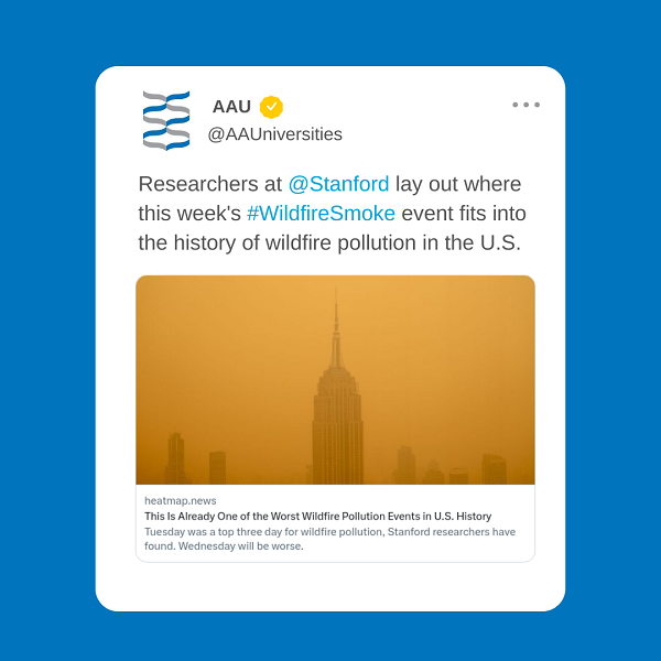 twitter post featuring a story regarding the 2023 wildfire pollution