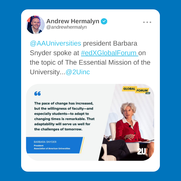 Tweet from @andrewhermalyn about Barbara Snyder