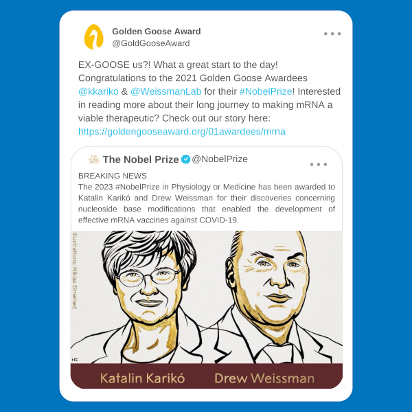 AAU Tweet about recent nobel prize winners