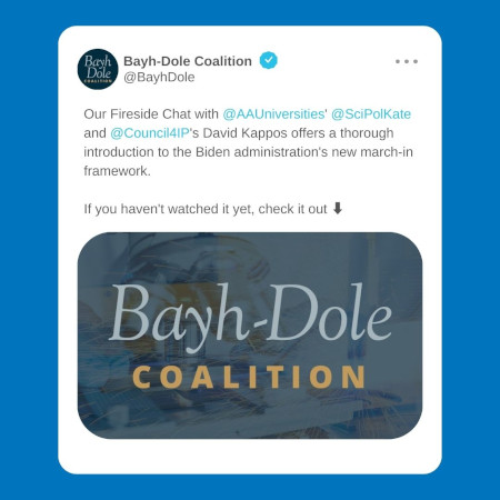 A Tweet from the Bayh-Dole Coalition