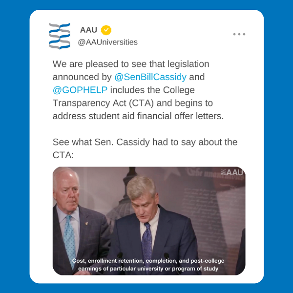 Screenshot of tweet from AAU