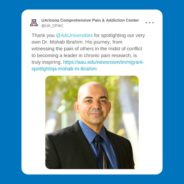 Screenshot os a tweet by the University of Arizona