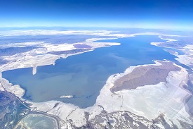Aerial image of the Great Salt Lake in Utah