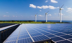 Solar panels and wind turbines
