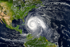 A Hurricane hovering over the Atlantic Ocean