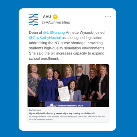Image of a tweet from AAU's twitter account