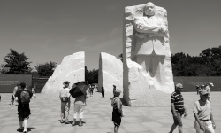 Black and white picture of the MLK Jr. memorial