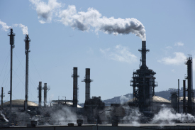 Stacks from an oil refinery