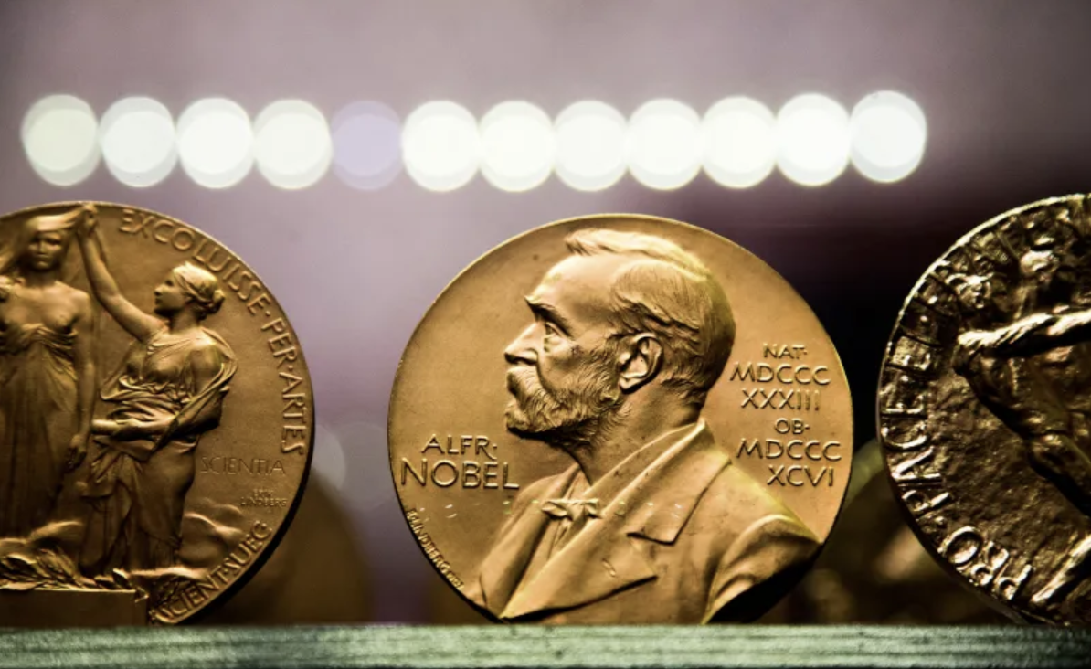 Alfred Nobel on a gold coin 