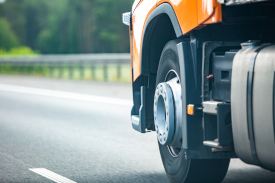 front wheel of a freight truck