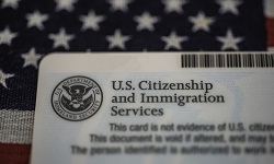 The back of a work authorization card showing the USCIS logo and name