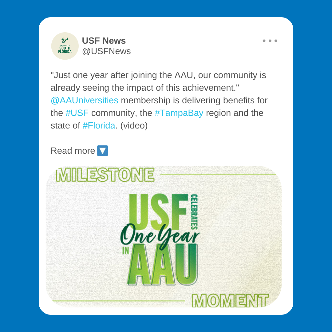 Screenshot of USF tweet