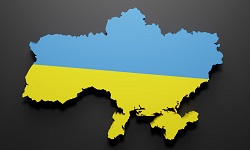 Map of Ukraine colored blue and yellow