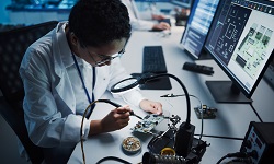 woman working on semiconductor