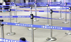 An empty immigration security line