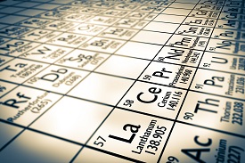 periodic table showing some of the rare earth elements