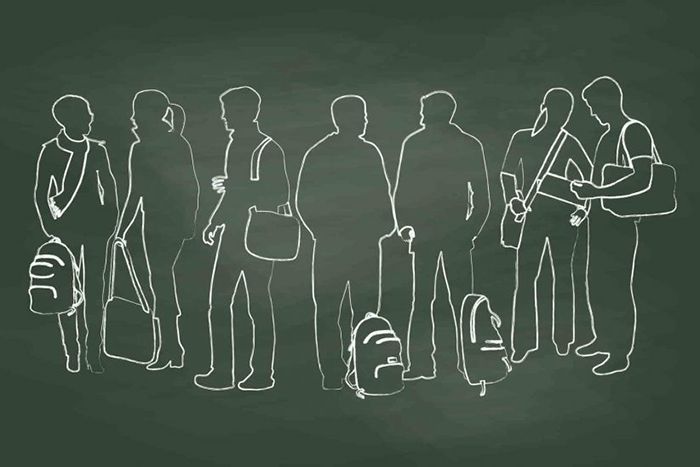Illustration of group of young people