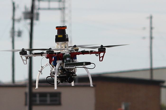 Drone flying outdoors