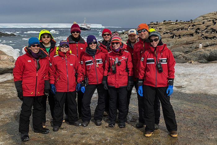 Danger Islands Expedition team members on Heroina Island, Danger Islands, Antarctica.